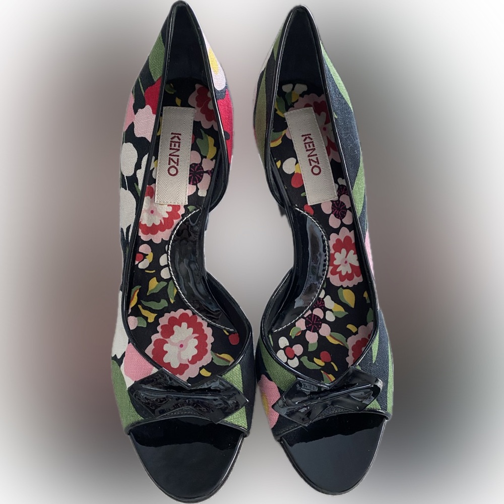 Kenzo Peep Toe Floral Heels - Size 7.5 (39) - Picture 2 of 9